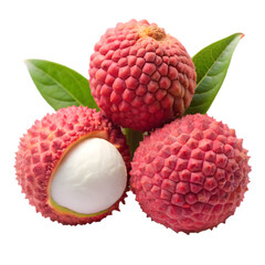 Lychee isolated fruits on transparent background 