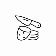 Knife and cheese food icon vector sign