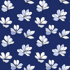 Obraz premium Seamless minimal modern floral pattern. botanical seamless.