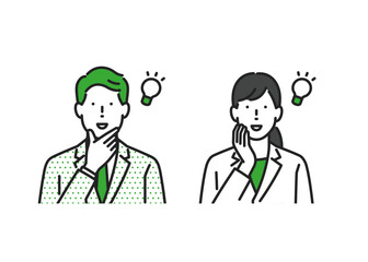 ひらめく男女ビジネスパーソンイラスト