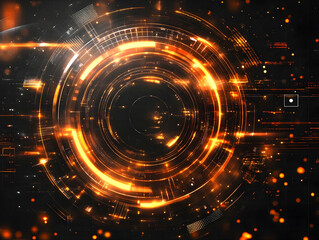 Abstract orange tech circles, futuristic background