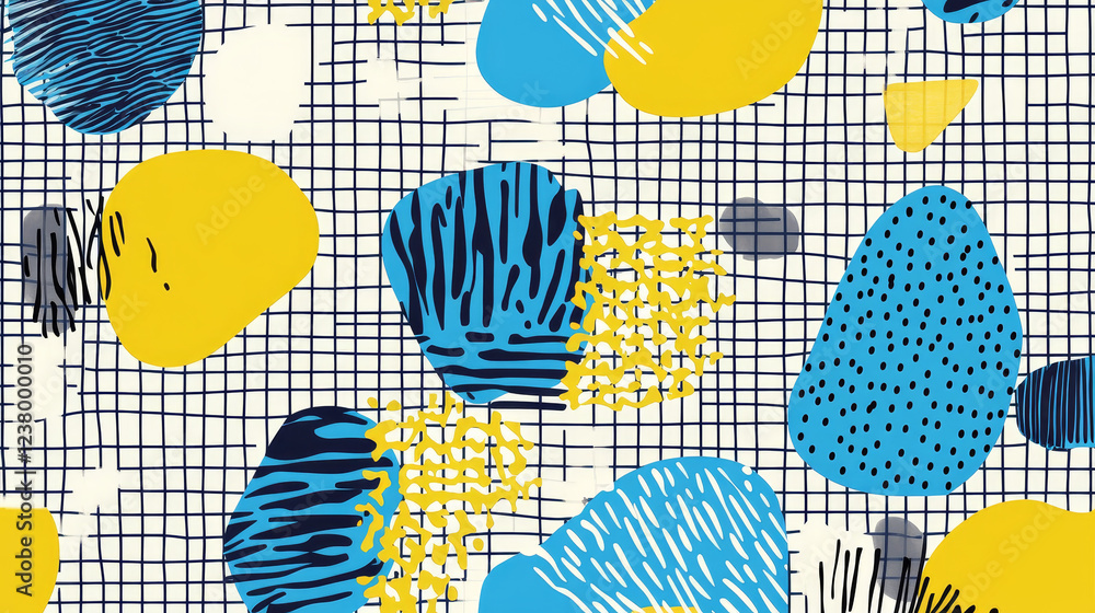 Poster geometric memphis shape elements seamless pattern. abstract graphic vector background with modern me