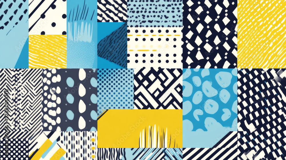 Poster geometric memphis shape elements seamless pattern. abstract graphic vector background with modern me