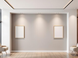 A mockup of modern office wall art displayed with a sleek background, style, template, wall art