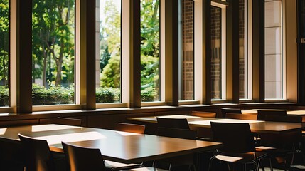 Modern minimalist office with empty desks and chairs, large windows, and ample copy space, symbolizing workspace demand and professional environment.