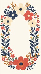 Francophonie Month, Elegant Floral Frame with Colorful Blooms and Greenery for Creative Design Use