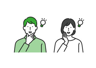 ひらめく男女ビジネスパーソンイラスト