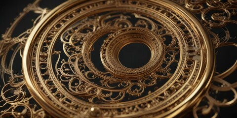 Obraz premium Intricate linework forming golden circles and shapes, geometric, background
