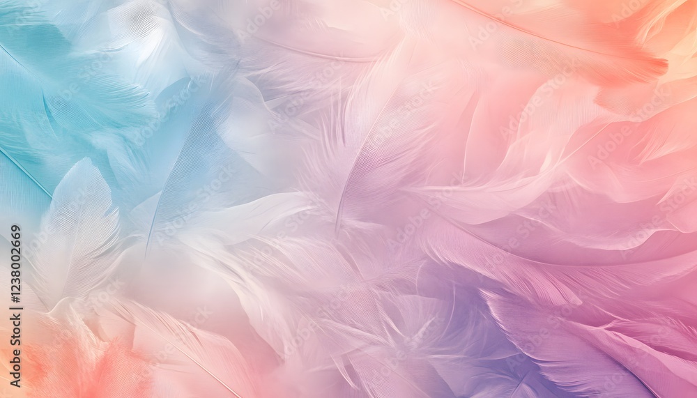 Poster pastel colored feathers softly arranged background