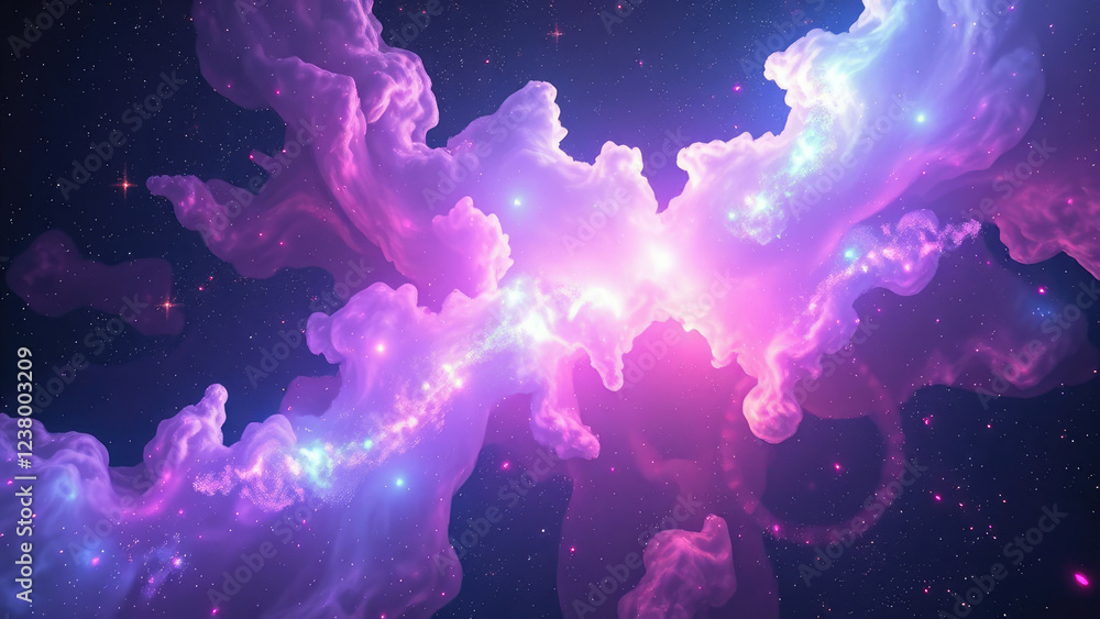 Aufkleber intriguing digital artwork showcasing a sci-fi nebula with intricate patterns and cosmic elements, t