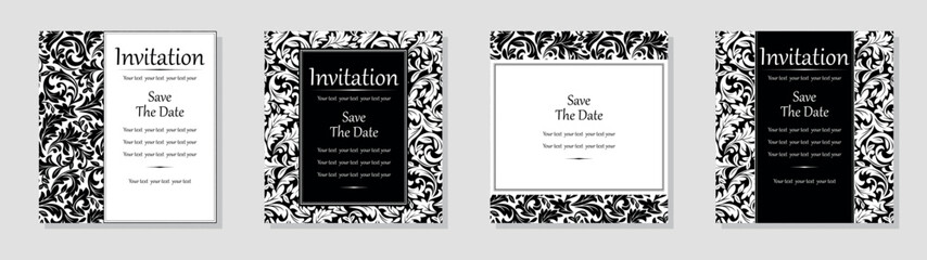 Set of abstract floral patterns. Vector seamless backgrounds. Perfect for invitations or announcements