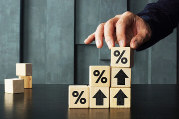 Financial and mortgage interest rate concept. Financial growth, interest rate increase, inflation,...