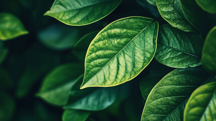A close-up image of a green plant leaf showcasing its details.