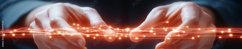 Poster Futuristic Human-Machine Interface Dynamic Binary Data and Glowing Circuitry Visual - Tech Innovation for Digital Integration and Automation Promotion