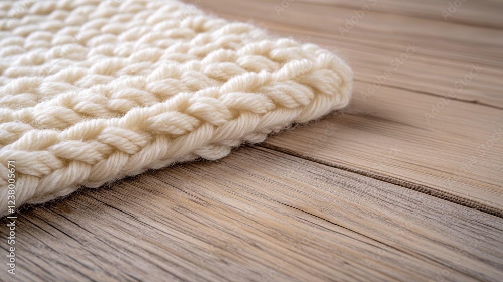 Poster elegant close up of a wheat stitch crochet pattern in soft beige yarn creating a textured and intric
