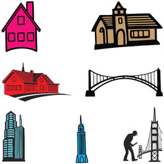 Fototapeta premium Architecture bundle line art and illustrator eps