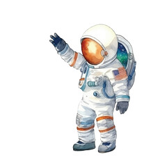watercolors Astronaut dabbing illustration 