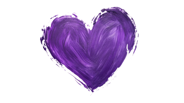 Purple heart painting representing love and affection on transparent background - Powered by Adobe