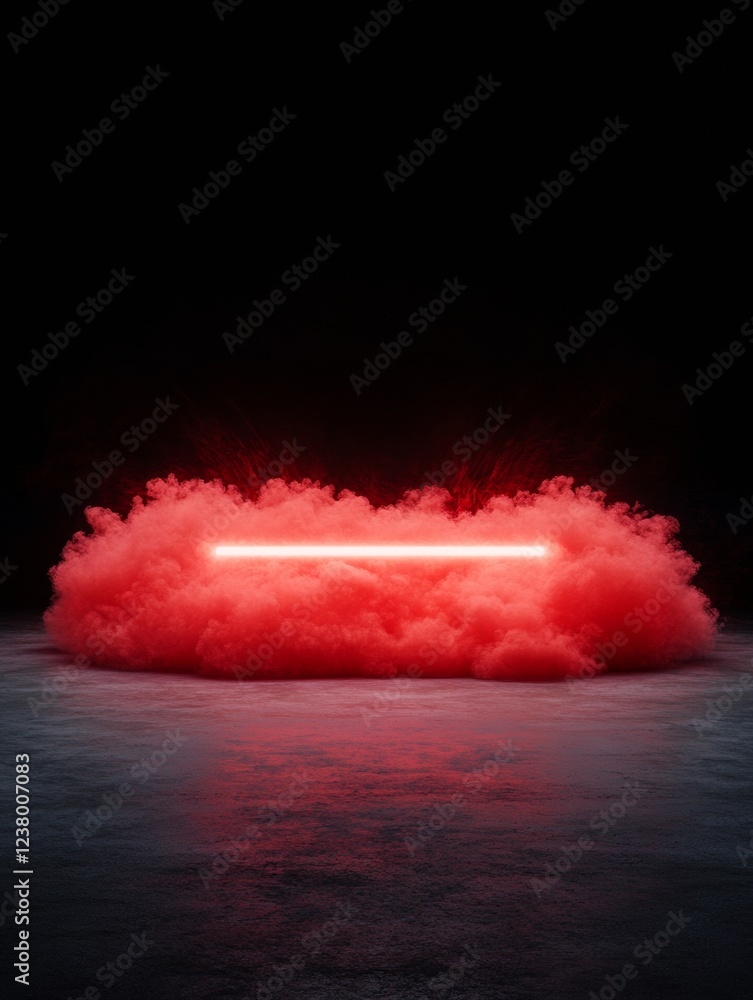Poster futuristic industrial power display neon red energy cloud with sparks on steel - impactful machinery