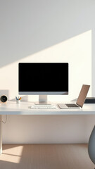 Laptop computer desktop monitor screen device on desk, tech, laptop, desktop