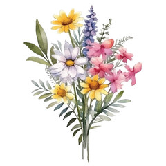 watercolors A beautifully arranged bouquet of wildflower illustration 