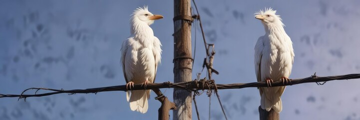 Obraz premium Large bird with white head and tail feathers perched on utility pole , large bird, nature scene, landscape