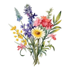 watercolors A beautifully arranged bouquet of wildflower illustration 