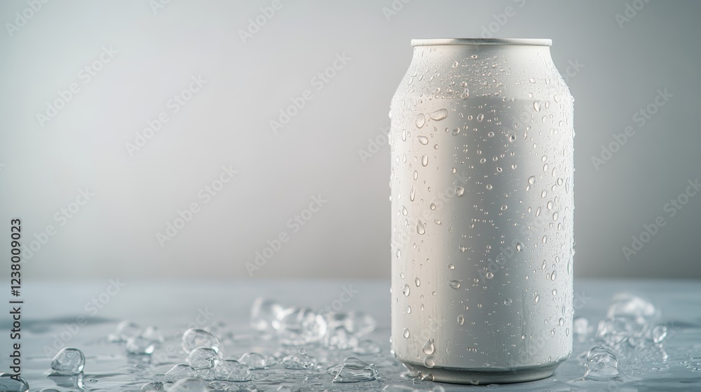 Aufkleber elegant minimalist can of sparkling water with bubbles surrounding it isolated on a gradient silver 