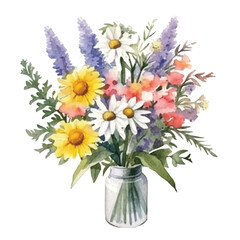 watercolors A beautifully arranged bouquet of wildflower illustration 