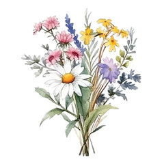 watercolors A beautifully arranged bouquet of wildflower illustration 