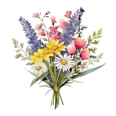 watercolors A beautifully arranged bouquet of wildflower illustration 