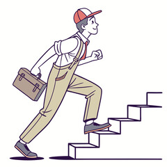 young handsome man climbs up on a stair vector image on a white background 