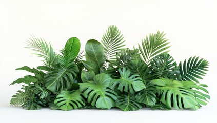 Obraz premium Lush green tropical foliage arrangement isolated on white background. (1)