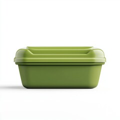 Eco-friendly biodegradable food container mockup with a minimalist design, centered on a clean white background