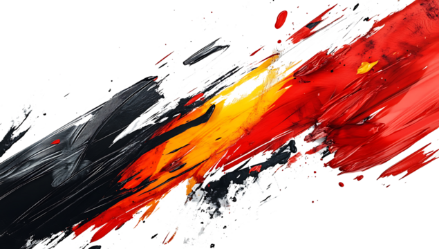 a black and yellow paint splatter.
