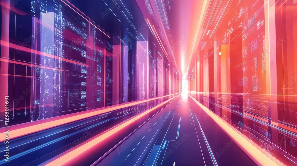 Aufkleber abstract business landscape shaped by ai, with digital networks, data analytics, and interconnected 