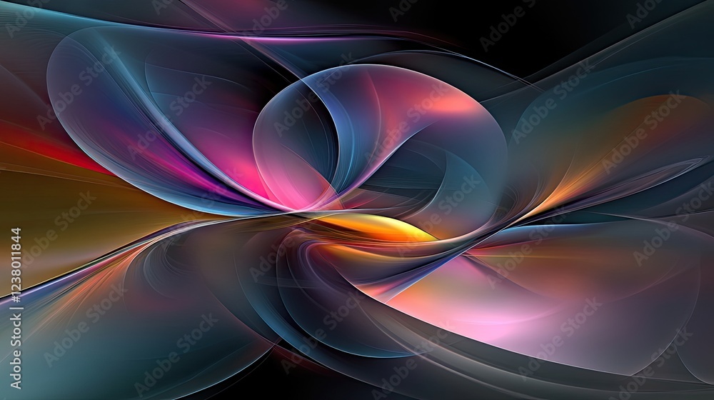 Poster abstract digital design with futuristic lines and vibrant color gradients, symbolizing online graphi