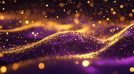Fototapeta premium Abstract futuristic background with gold and blue glowing neon moving high speed wave lines and bokeh lights. Visualization of sound waves. Data transfer. Fantastic wallpaper