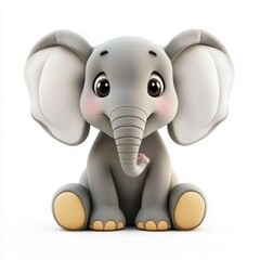 Obraz premium Elephant pillow with oversized floppy ears and a soft trunk, isolated on a clean white background