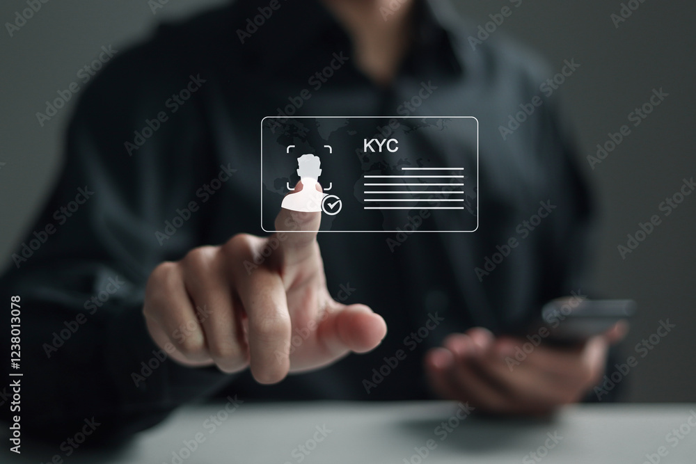 Poster know your customer concept. business verifying the identity of clients for kyc financial client auth