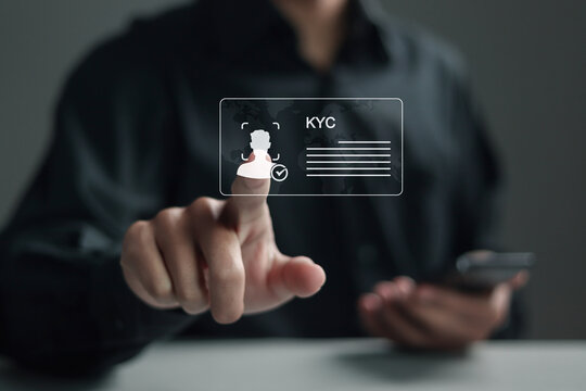 Know your customer concept. Business verifying the identity of clients for KYC financial client authentication. Personal information for identification.