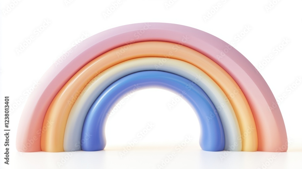 Aufkleber 3d animated-style rainbow with smooth shading and soft highlights, isolated on white