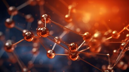 Obraz premium molecule or atom, Abstract structure for Science or medical background, 3d illustration, science, atom, abstract, chemistry, structure, blue, chemical, background