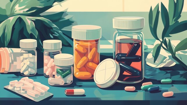 Medical healthcare background with abstract digital illustrations, representing public health, medical advancements, and healthcare innovation, with focus on medicine and medical technology concepts i