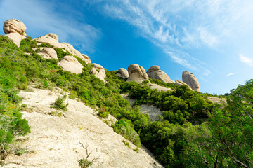 Montserrat Abbey and mountain near Barcelona, Spain	