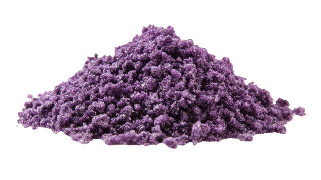 Pile of purple potassium permanganate crystals on transparent background