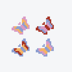  butterfly icon 8 bit, pixel art icon for game logo. . Vector illustration