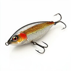 Floating crankbait lure with realistic fish-like scales, centered on a clean white background