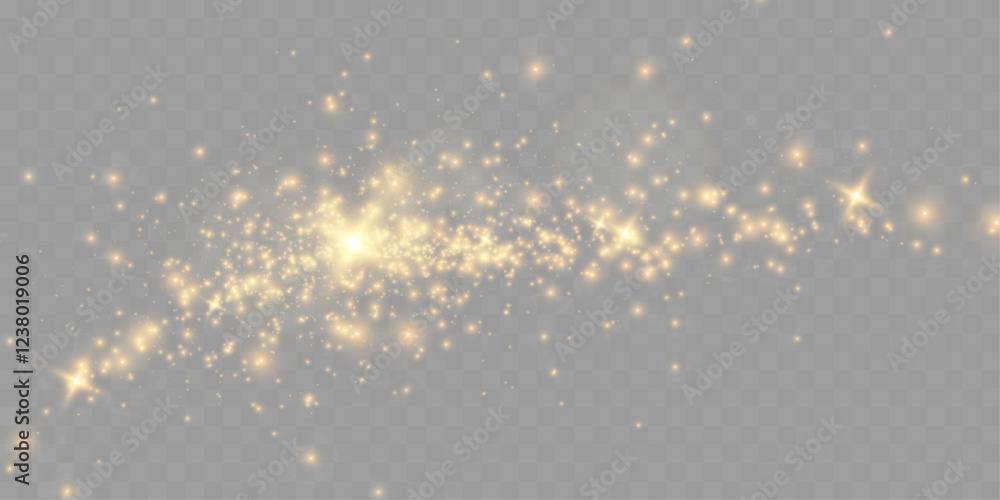Poster Magic glowing sparkles with bokeh and light glitter effect on transparent background.