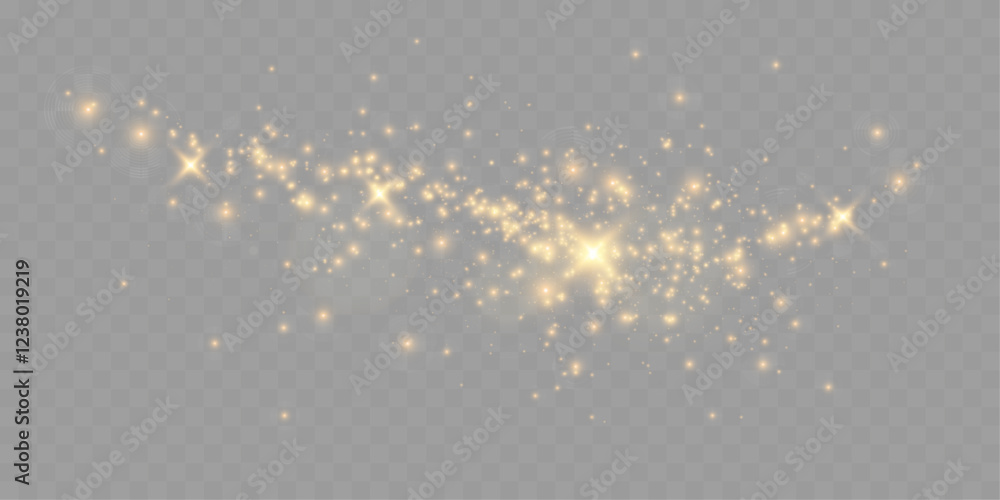 Poster Magic glowing sparkles with bokeh and light glitter effect on transparent background.